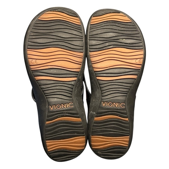 VIONIC Orthaheel Floriana Croco Black Jeweled Beaded Orthotic Flip Flops Size 7 - Picture 11 of 15